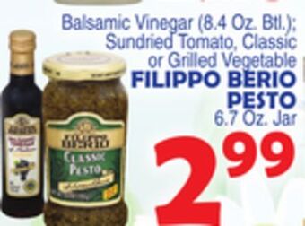 Bravo Supermarkets Filippo berio pesto 6.7 oz. jar offer