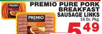 Bravo Supermarkets Premio pure pork breakfast sausage links offer