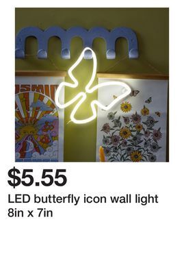 Five Below Led butterfly icon wall light 8in x 7in offer