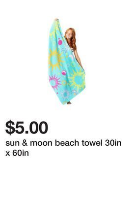Five Below Sun & moon beach towel 30in x 60in offer