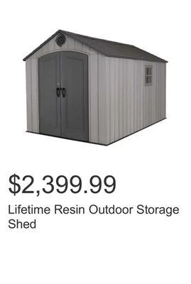 Costco Lifetime resin outdoor storage shed offer