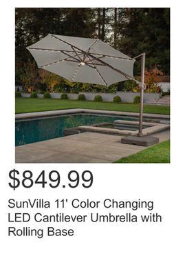 Costco Sunvilla 11' color changing led cantilever umbrella with rolling base offer