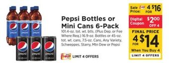 ShopRite Bottles or mini cans 6-pack offer