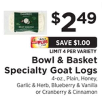 ShopRite Specialty goat logs offer