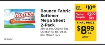 ShopRite Fabric softener mega sheet 2-pack offer