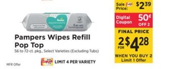 ShopRite Wipes refill pop top offer