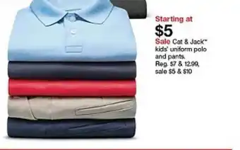 Target Cat & Jack Kids' Uniform Polo And Pants offer