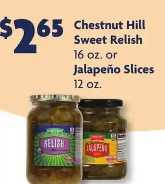 Family Dollar Chestnut hill sweet relish 16 oz. or jalapeño slices 12 oz. offer