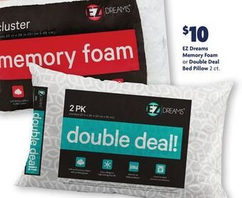 Family Dollar Ez dreams memory foam or double deal bed pillow offer