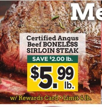 Dearborn Market Certified angus beef boneless sirloin steak offer