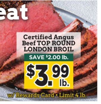 Dearborn Market Certified angus beef top round london broil offer