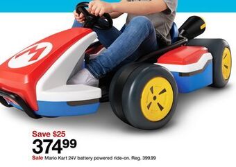 Target Mario kart 24v battery powered ride-on offer