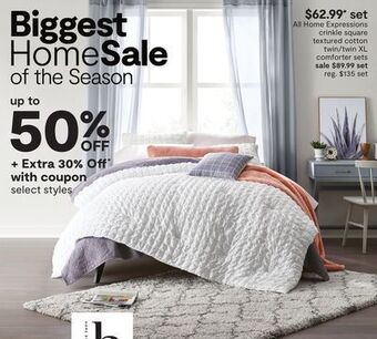 JC Penney All home expressions crinkle square textured cotton twin/twin xl comforter sets offer