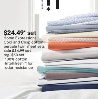 JC Penney Home expressions cool and crisp cotton percale twin sheet sets offer