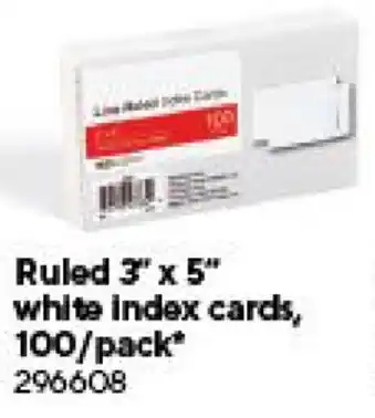 Ruled 3" x 5" White Index Cards 100/Pack