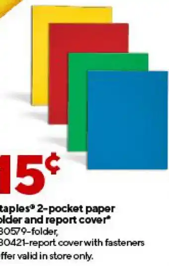 Staples Taples 2-Pocket Paper Older And Report Cover offer