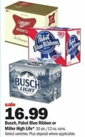 Meijer Busch, Pabs Blue Ribbon Or Miller High Life offer