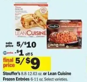 Meijer Stouffer's Or Lean Cuisine Frozen Entrées 6-11 oz offer