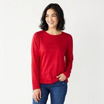 Kohl's Women's sonoma goods for life® long sleeve crewneck tee offer