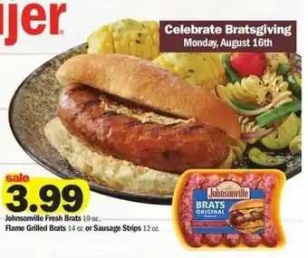 Meijer Johnsonville Fresh Brats 19 oz offer