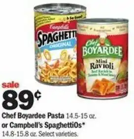 Meijer Chef Boyardee Pasta 14.5-15 oz Or Campbell's SpaghettiOs offer