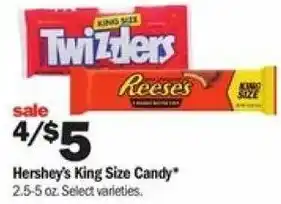 Meijer Hershey's King Size Candy 2.5-5 oz offer