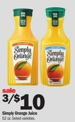 Meijer Simply Orange Juice 52 oz offer