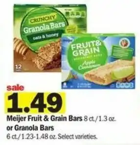 Meijer Meijer Fruit & Grain Bars Or Granola Bars offer