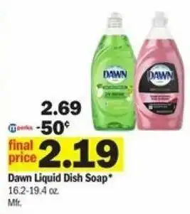 Meijer Dawn Liquid Dish Soap 16.2-19.4 oz offer