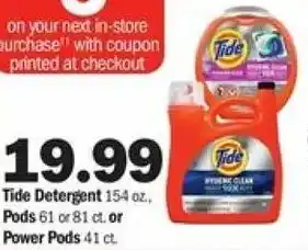 Meijer Tide Detergent 15-4 noz Pods Or Power Pods offer