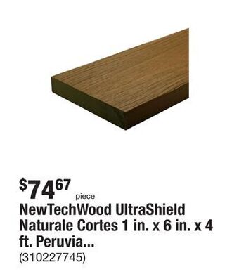 The Home Depot Newtechwood ultrashield naturale cortes 1 in. x 6 in. x 4 ft. peruvian teak solid composite decking board offer
