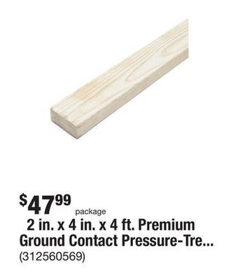 The Home Depot 2 in. x 4 in. x 4 ft. premium ground contact pressure-treated lumber (3-pack) offer