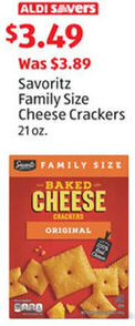 Aldi Savoritz Family Size Cheese Crackers 21 oz offer
