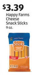 Aldi Happy Farms Cheese Snack Sticks 9 oz offer