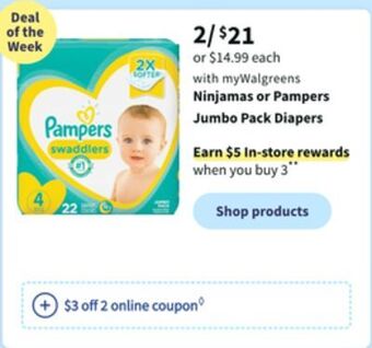 Walgreens Ninjamas or pampers jumbo pack diapers offer