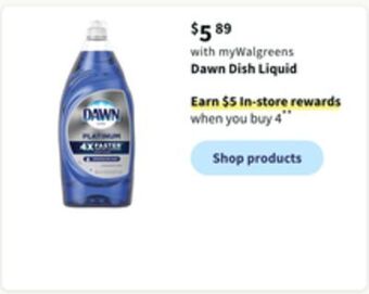 Walgreens Dawn dish liquid offer