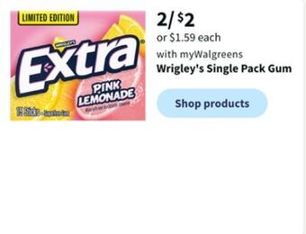 Walgreens Wrigley's single pack gum offer
