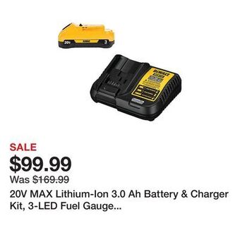 Tractor Supply Company 20v max lithium-ion 3.0 ah battery & charger kit, 3-led fuel gauge system offer