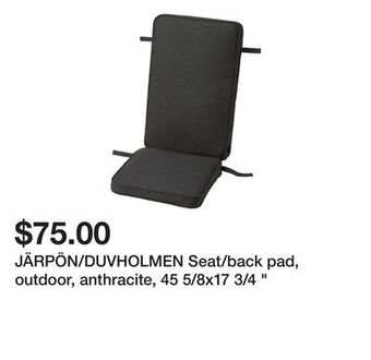 Ikea Järpön/duvholmen seat/back pad, outdoor, anthracite, 45 5/8x17 3/4 offer