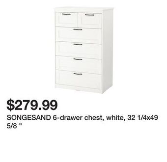 Ikea Songesand 6-drawer chest, white, 32 1/4x49 5/8 offer