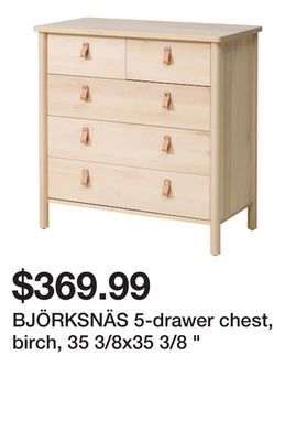 Ikea Björksnäs 5-drawer chest, birch, 35 3/8x35 3/8 offer
