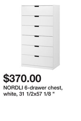 Ikea Nordli 6-drawer chest, white, 31 1/2x57 1/8 offer