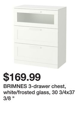 Ikea Brimnes 3-drawer chest, white/frosted glass, 30 3/4x37 3/8 offer