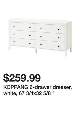 Ikea Koppang 6-drawer dresser, white, 67 3/4x32 5/8 offer