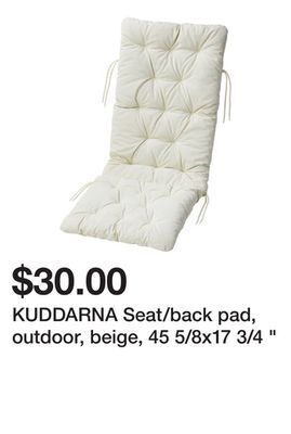 Ikea Kuddarna seat/back pad, outdoor, beige, 45 5/8x17 3/4 offer
