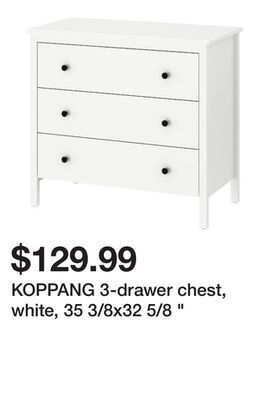 Ikea Koppang 3-drawer chest, white, 35 3/8x32 5/8 offer