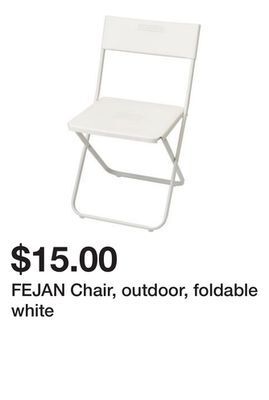 Ikea Fejan chair, outdoor, foldable white offer