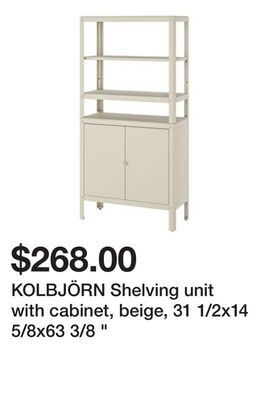 Ikea Kolbjörn shelving unit with cabinet, beige, 31 1/2x14 5/8x63 3/8 offer