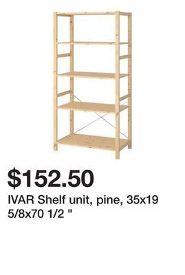 Ikea Ivar shelf unit, pine, 35x19 5/8x70 1/2 offer