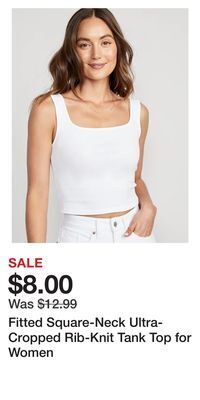 Old Navy Fitted square-neck ultra-cropped rib-knit tank top for women offer